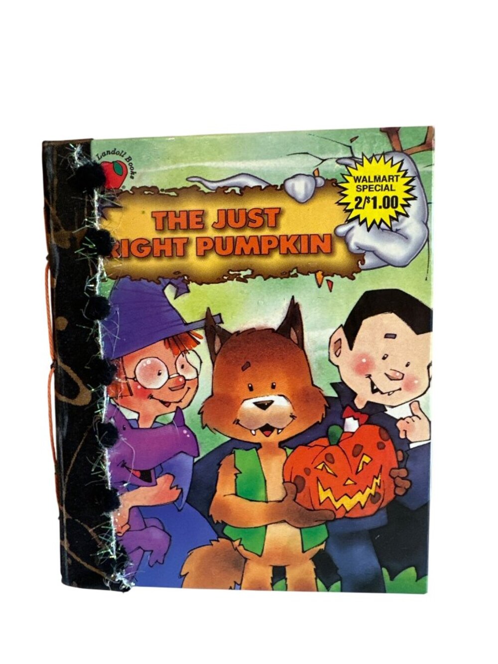 Halloween Handmade Journal "The Just Right Pumpkin" Upcylced Mixed Media OOAK